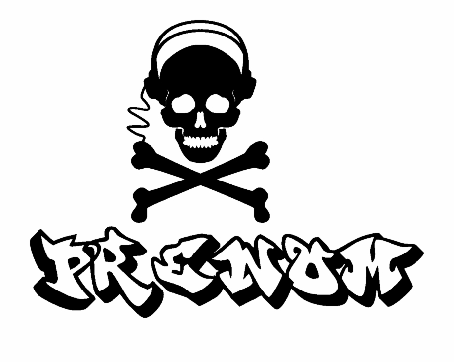 Sticker Prenom Personnalisable Dead Music Graffiti Pirate Skull