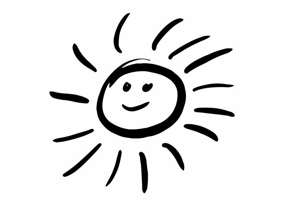 Smiling Sun Black And White Png