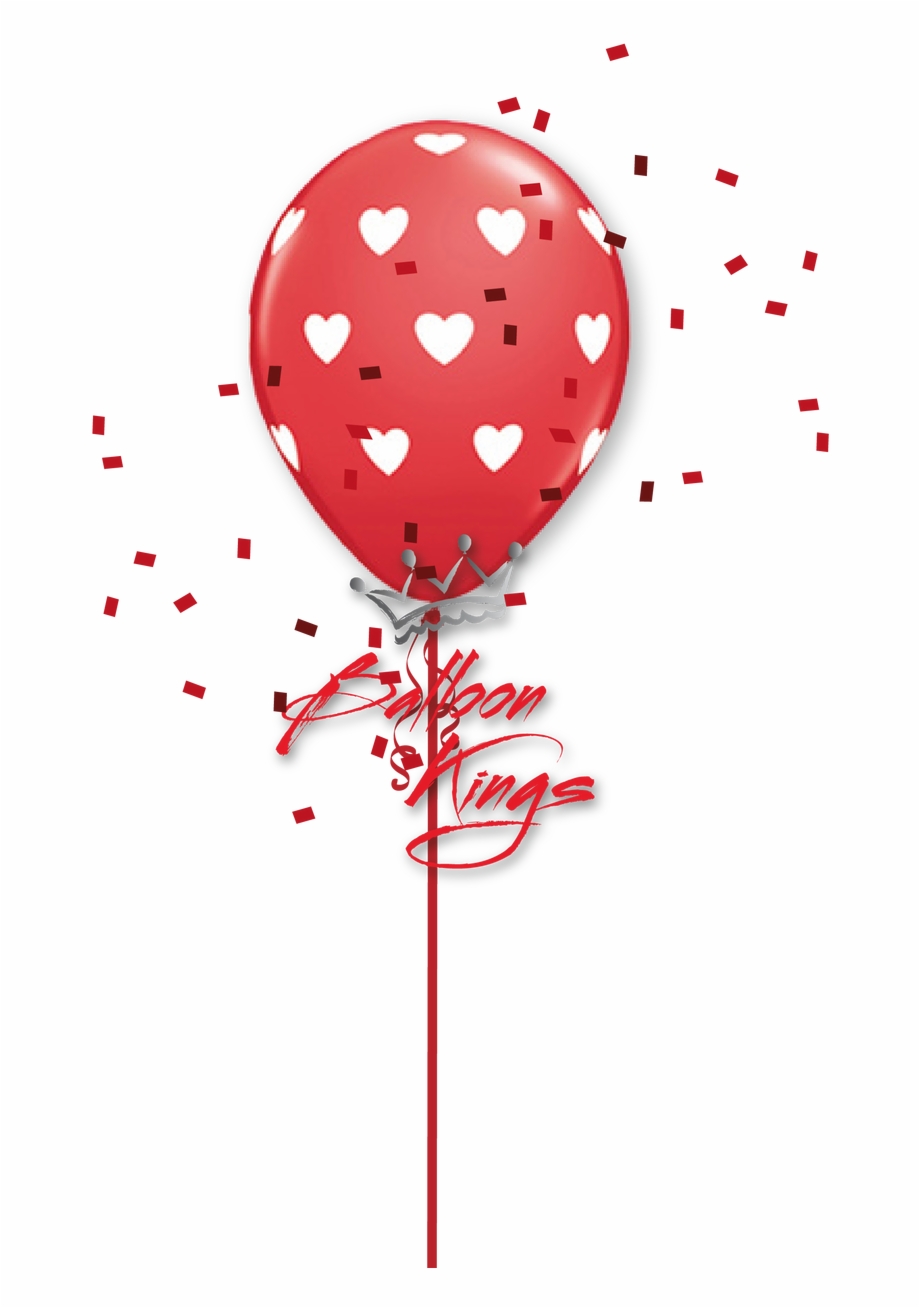 11In Latex White Hearts Polka Dots Balloon Clipart