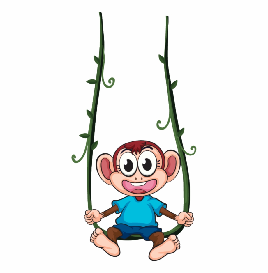 Mq Swing Monkey Vines Cartoon Monkey Swing Clipart