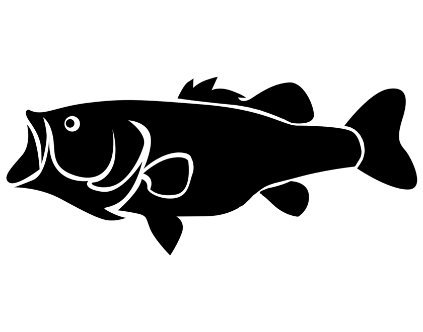 largemouth bass clip art black and white