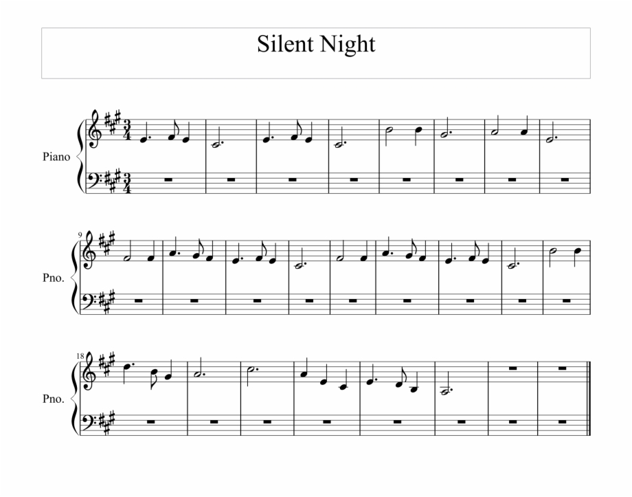 Silent Night Melody Line Score Sheet Music