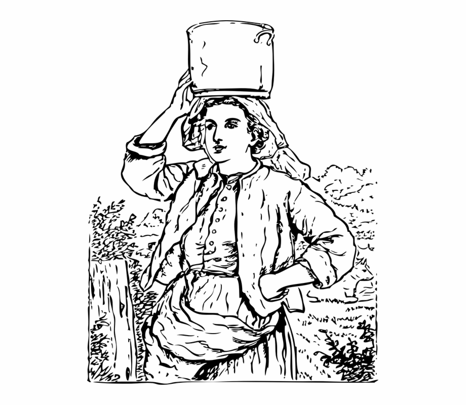 Housewife Water Bucket Maid Village Woman Lady Milkmaid