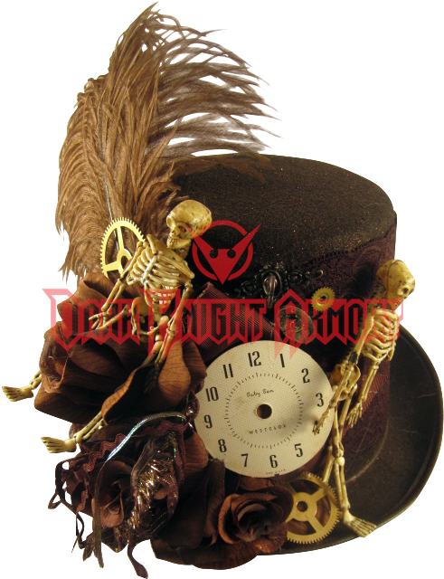 Brown Tall Skeletal Steampunk Riding Hat Mad Hatter