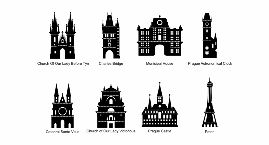 Prague Silhouettes Vector Black And White Vector Images