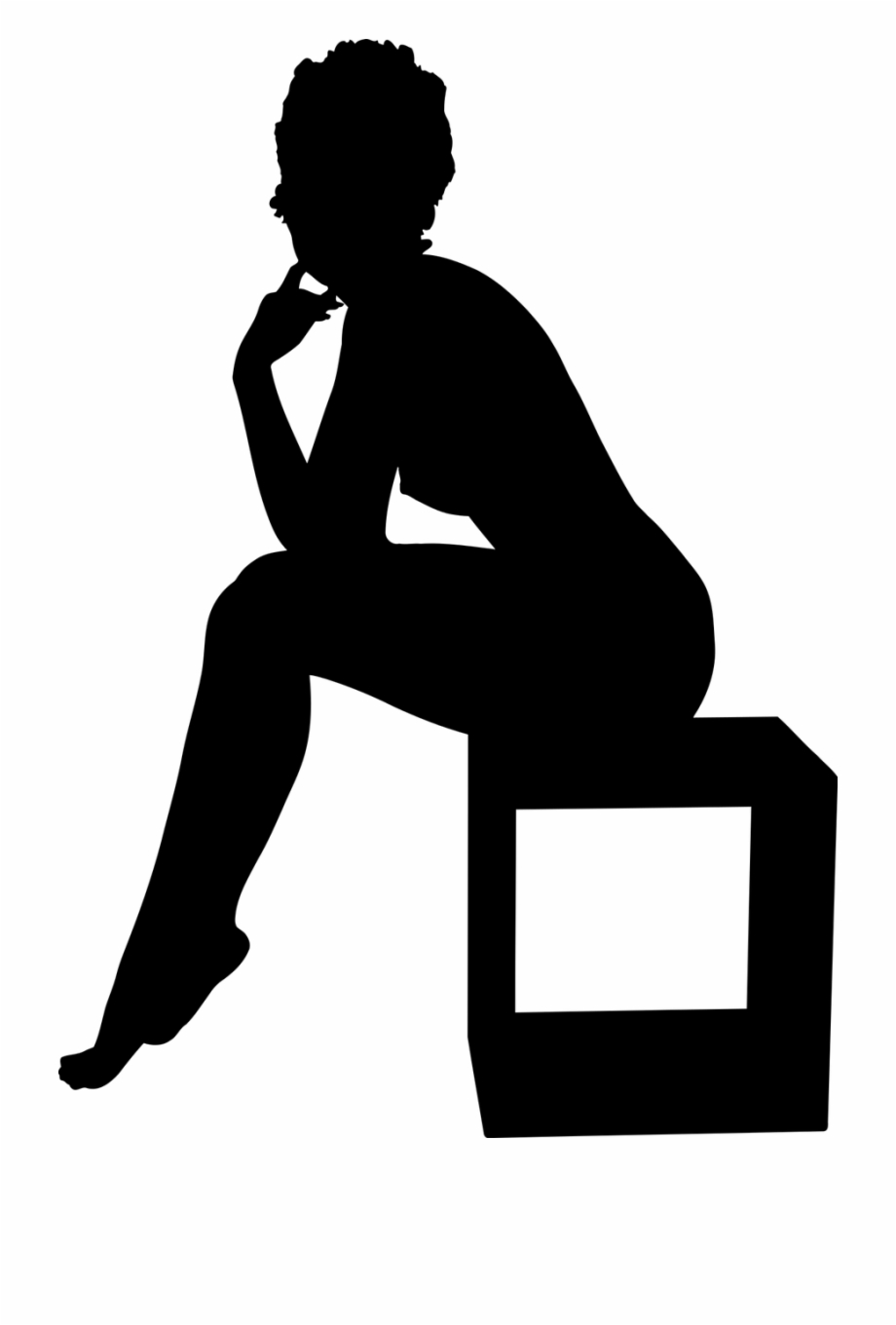 silhouette female woman sitting
