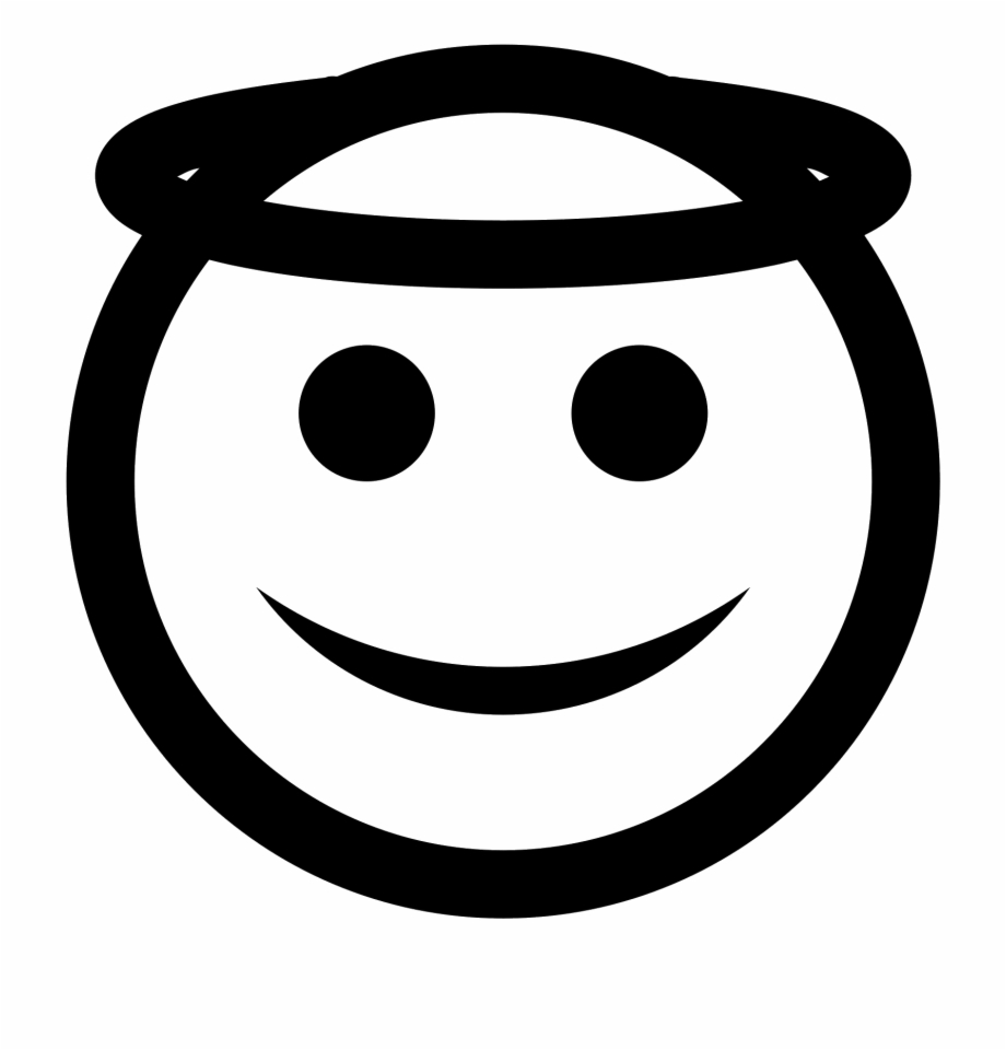 Angel Vector Face Angel Emoji Black And White