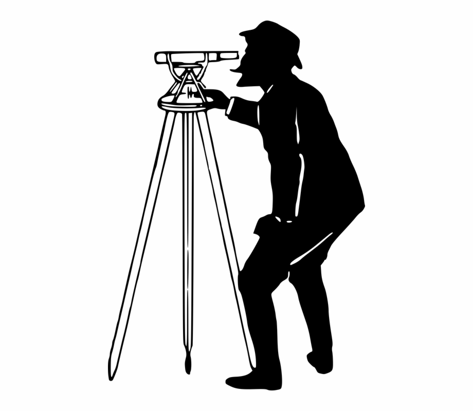 Man Silhouette Surveying Surveyor Surveyor Man