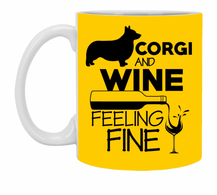 Corgi Wine Feeling Fine Mugs Border Collie