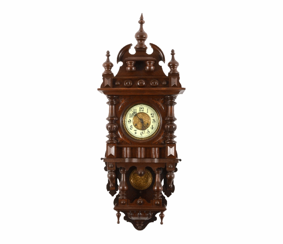 Antique German Victorian Wall Clock In Walnut Renaissance