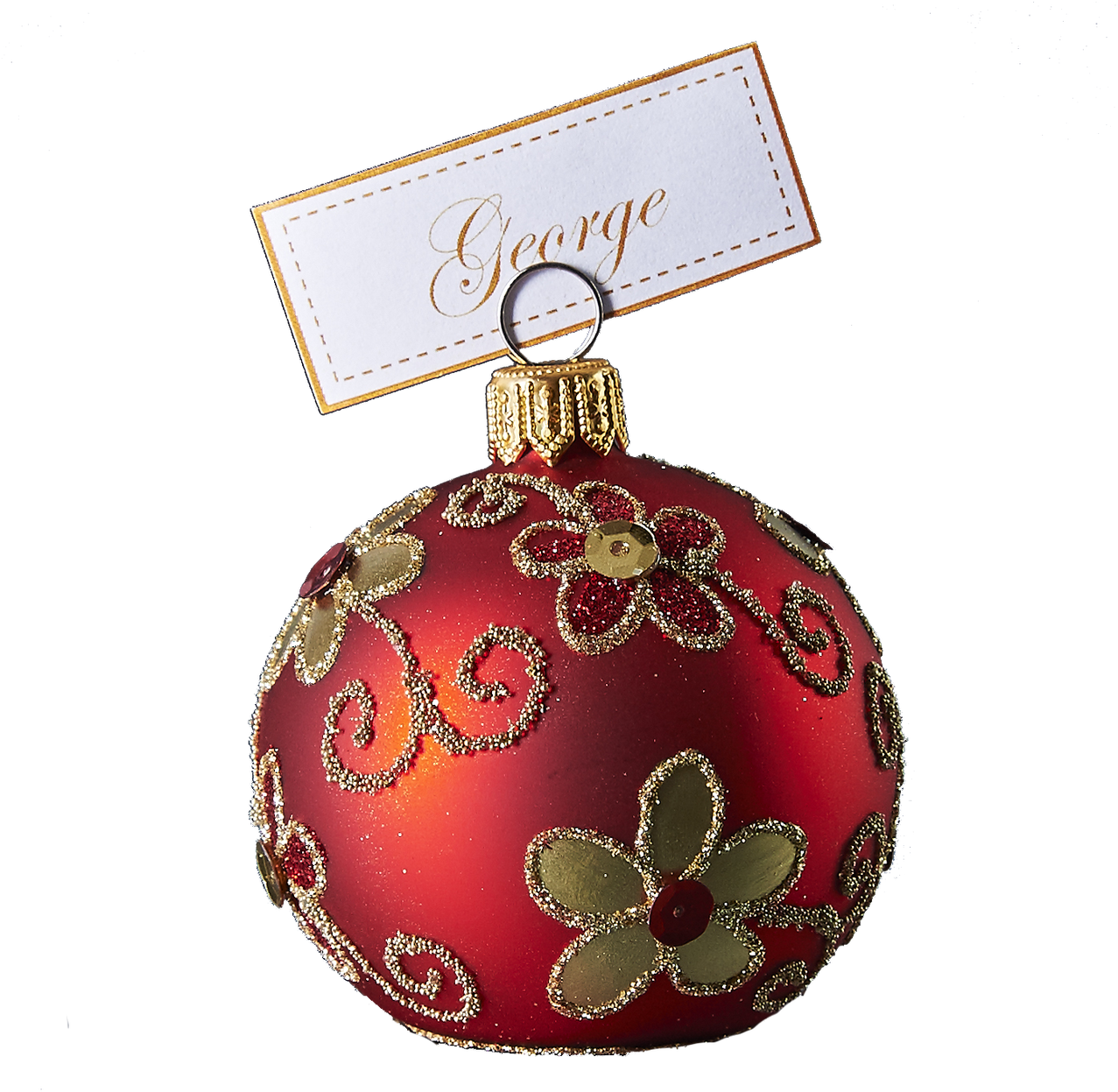 Hand Crafted Christmas Ornament Red Cardholder With Christmas