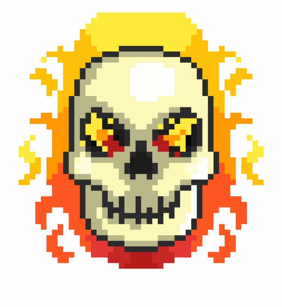 Fire Skull Cute Skull Pixel Art