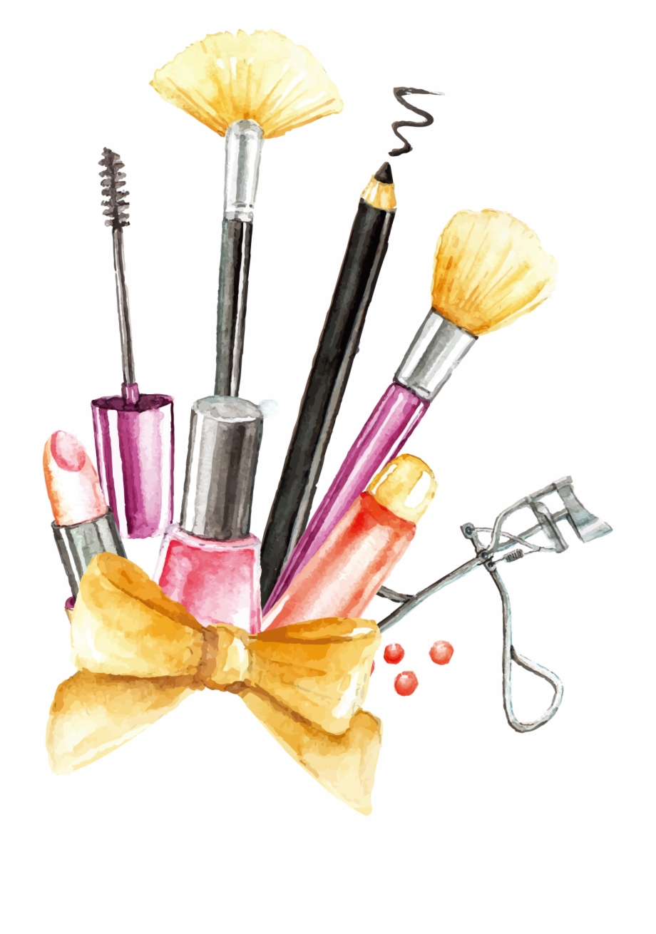 Painting Makeup Vector Cosmetics Tools Brush Clipart Watercolor