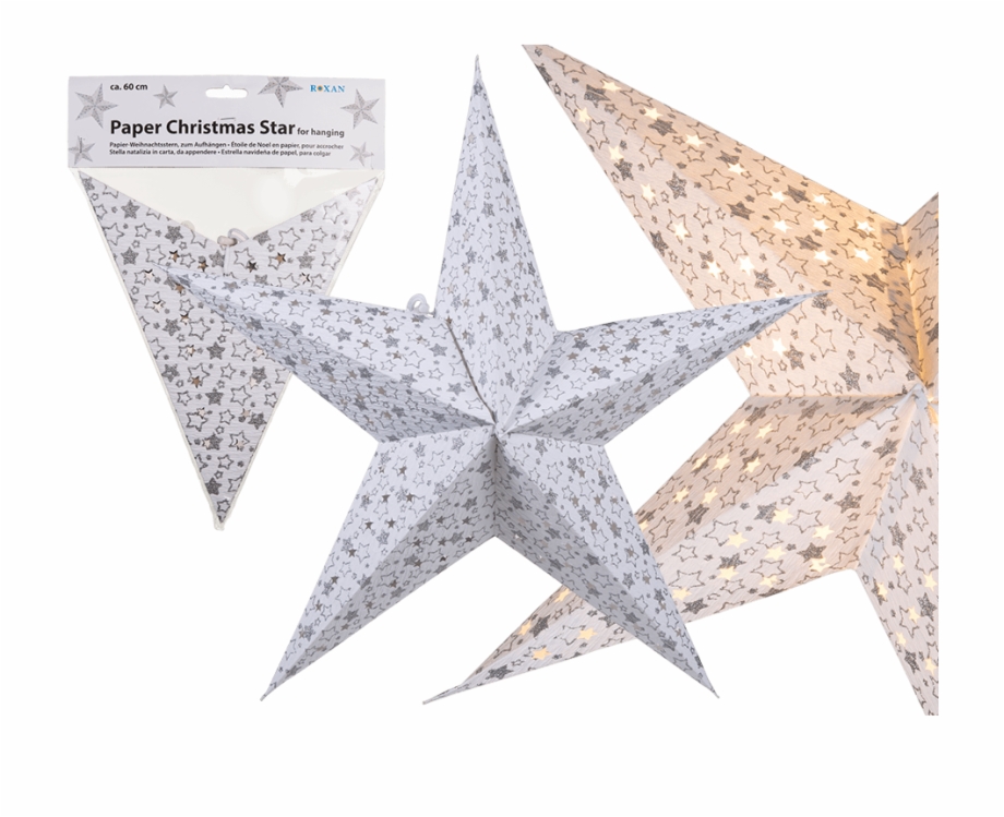 White Paper Christmas Star With Silver Coloured Star