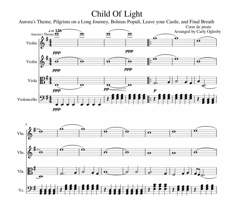 Child Of Light Sheet Music For Violin Viola