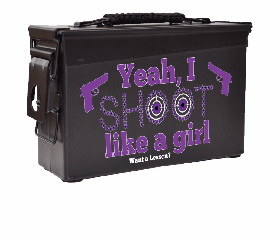 I Shoot Like A Girl Ammo Can Purple