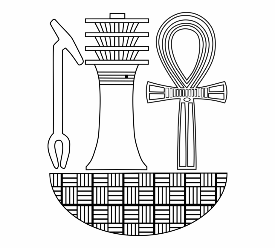 Ancient Egypt Djed Was Sceptre Ankh Symbol Sketch