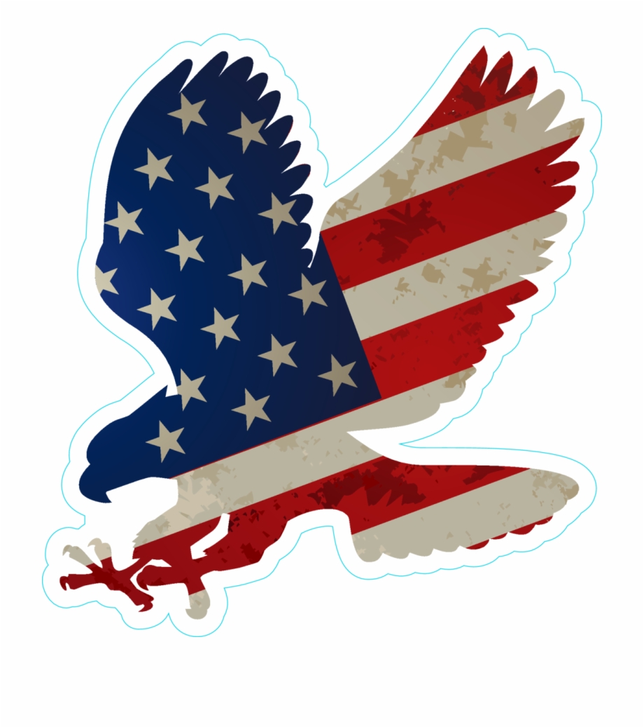 Eagle With Us Flag On Wings Sticker Bumper