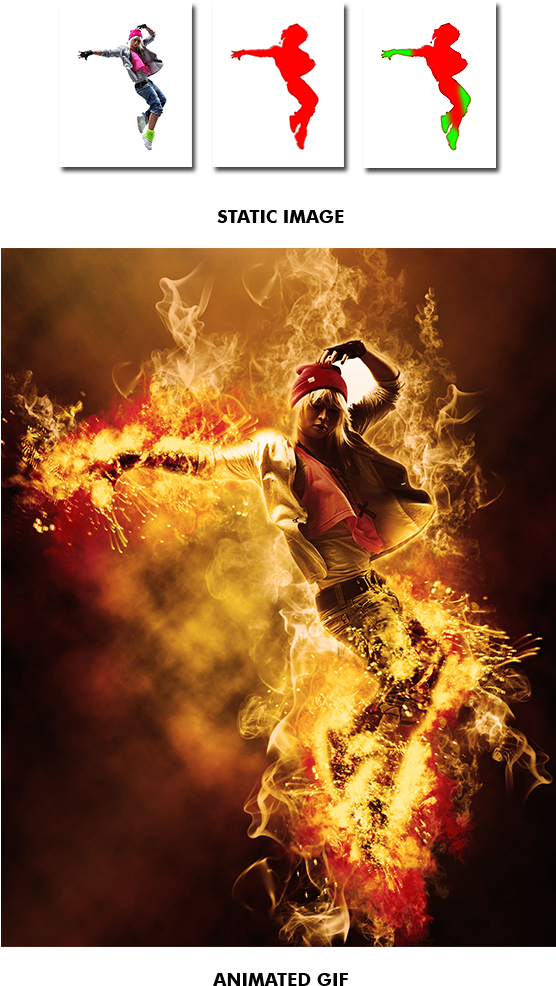 Gif Animated Fire Photoshop Action By Smartestmind Graphic