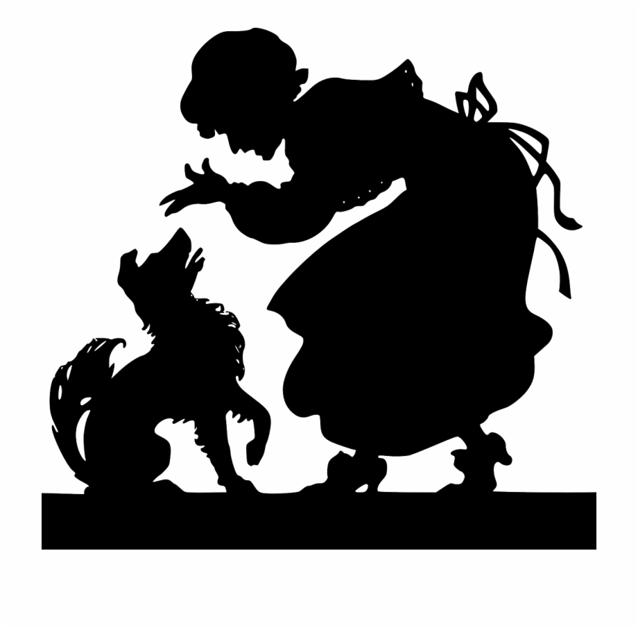 Old Lady And Dog Silhouette Png