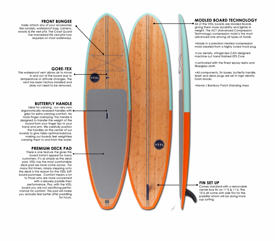Vesl Bamboo Paddle Board Specifications Surfboard