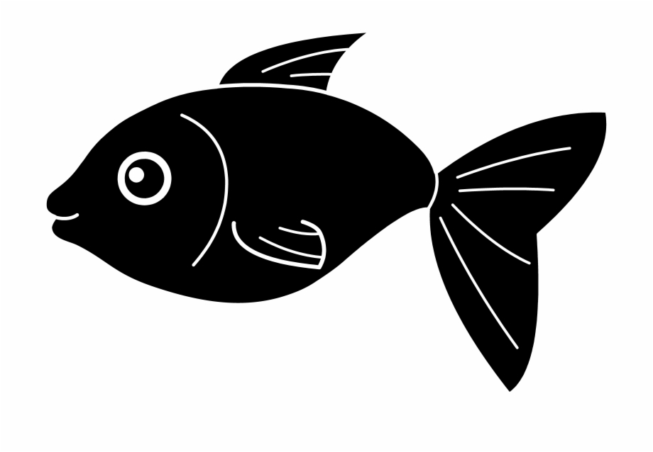 silhouette fish clipart black and white
