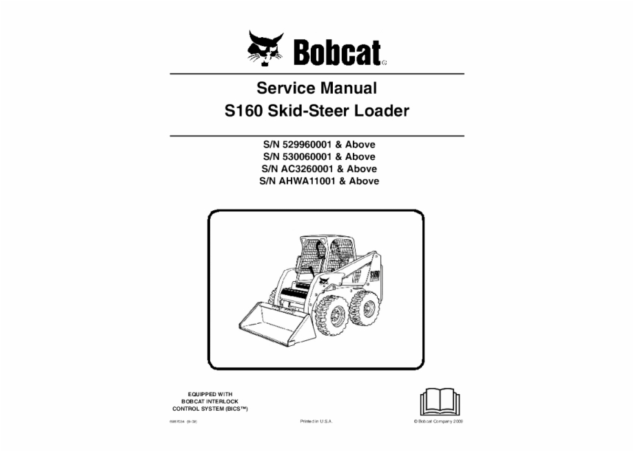 Bobcat Service Manual S160 Skid Steer Loader Series