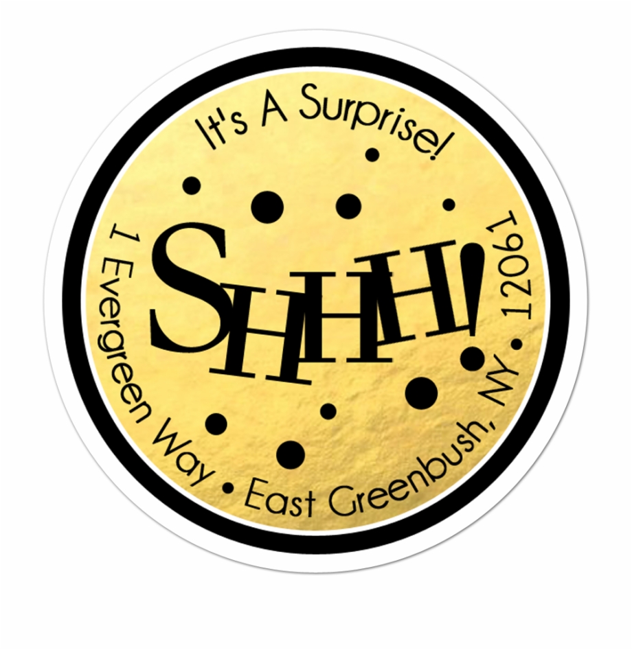 Shhh Surprise Faux Gold Foil Personalized Sticker Sticker