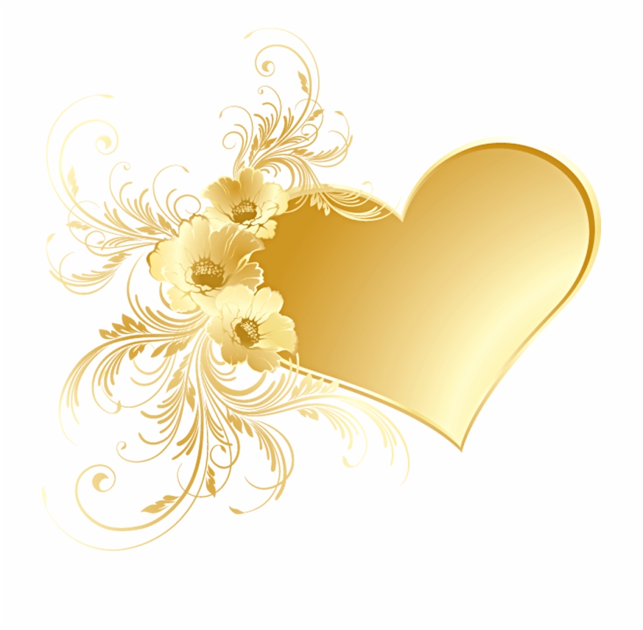 Gold Heart With Flowers Png Picture Lovely Sunday