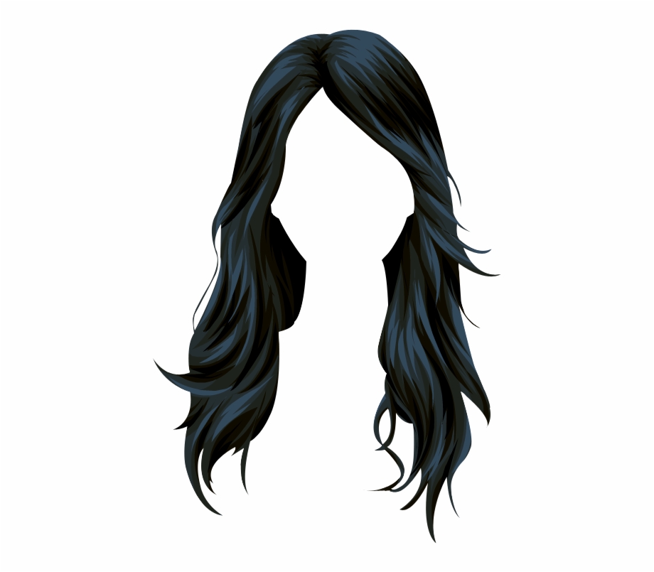 Wig Stardoll Long Hair Vector Black Clipart Black