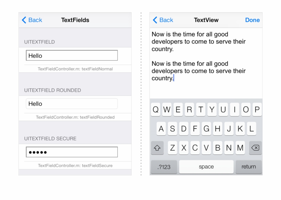 Text Classes In The Uicatalog Application Ios Textbox