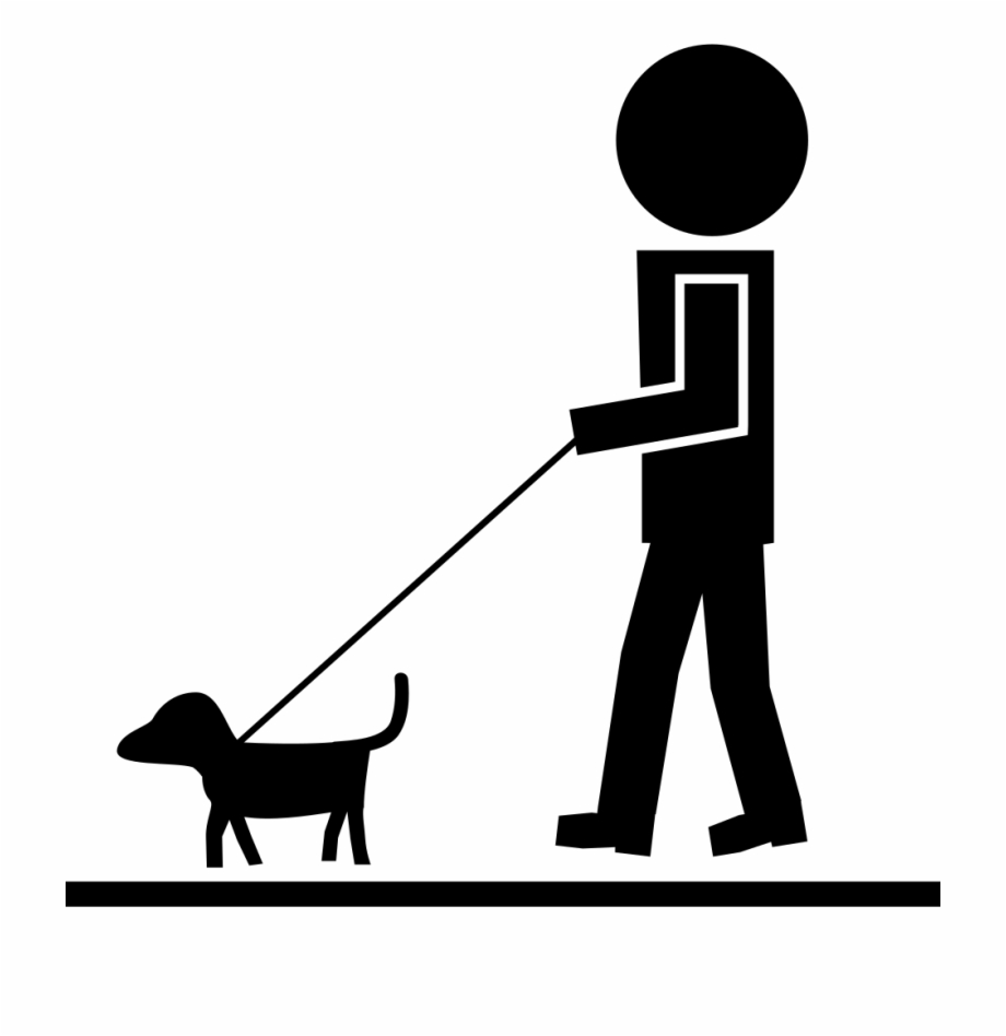 Man Walking With Pet Dog And A Cord