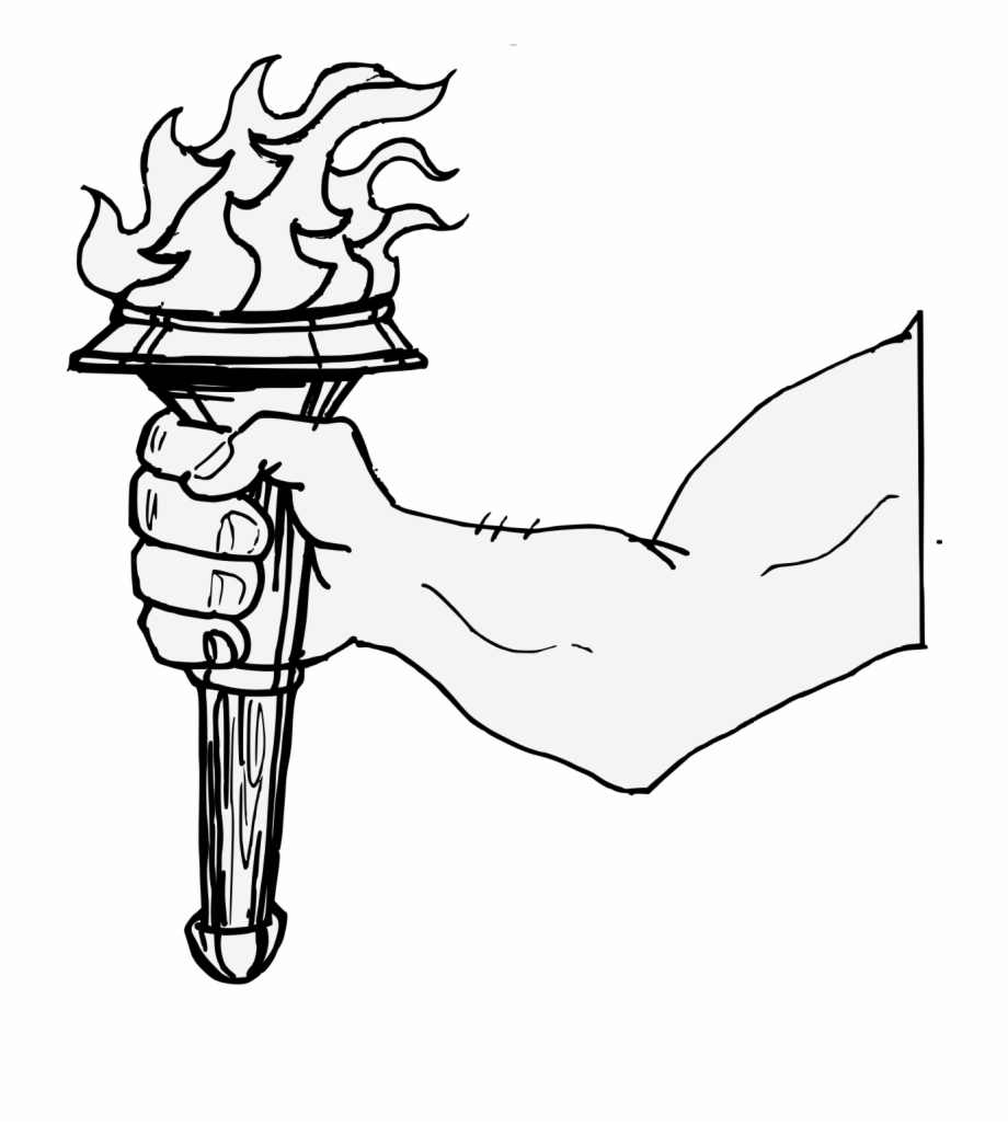 Arm Couped Maintaining A Torch Line Art