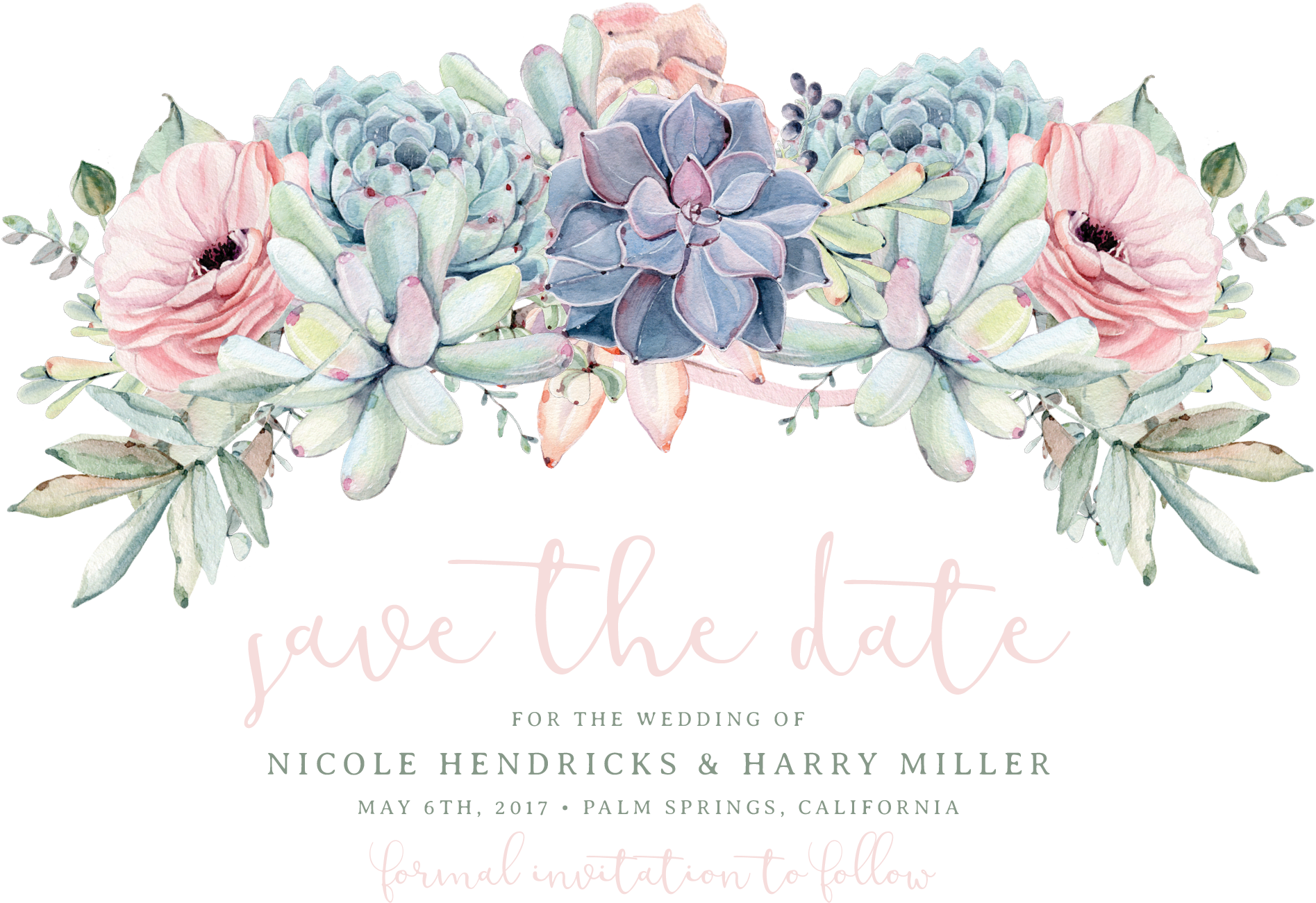Sweet Succulents Save The Date Save The Date