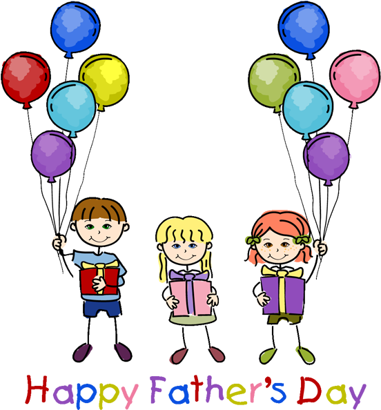 Happy Fathers Day Kids With Balloons Happy Fathers