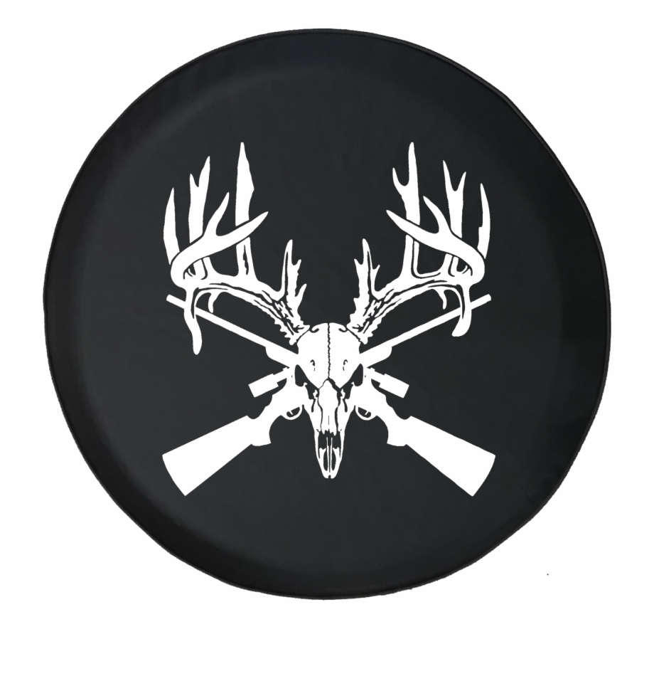 Deer Skull Big Rack Crossed Hunting Rifles Deer