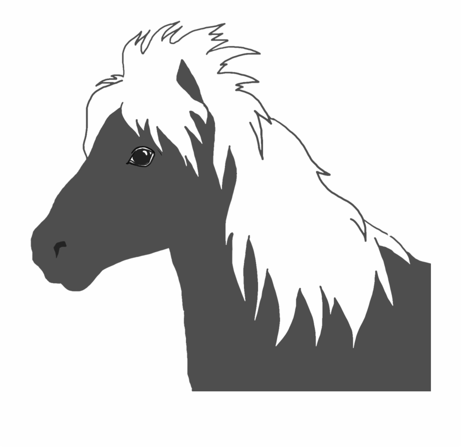 Horse Head Silhouette White Mane Horse