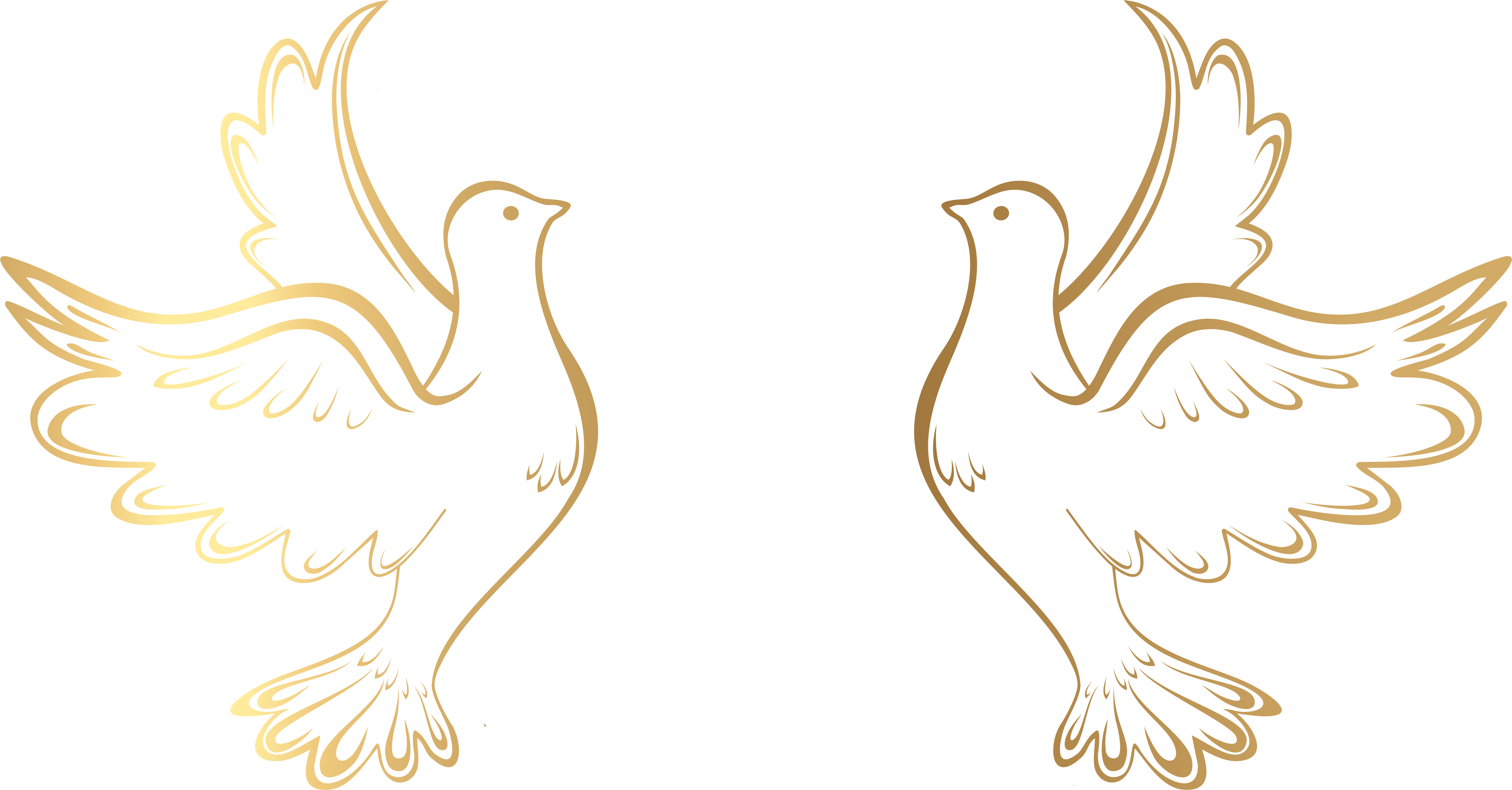 Gold Doves Decoration Transparent Png Clip Art Image