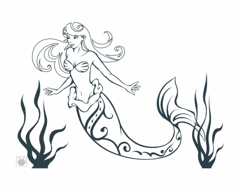 mermaid black and white
