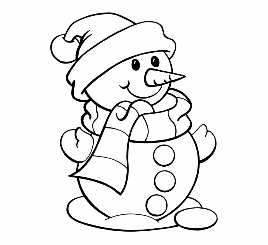 Happy Snowman Cartoon Coloring Page Black And White Cartoon | Images ...