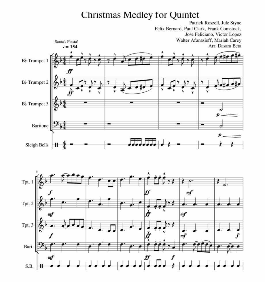 Christmas Medley For Quintet Sheet Music For Trumpet