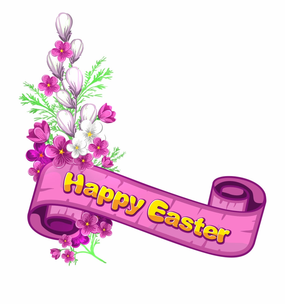 Pink And Easter Flowers Banner Happy Clipart Happy