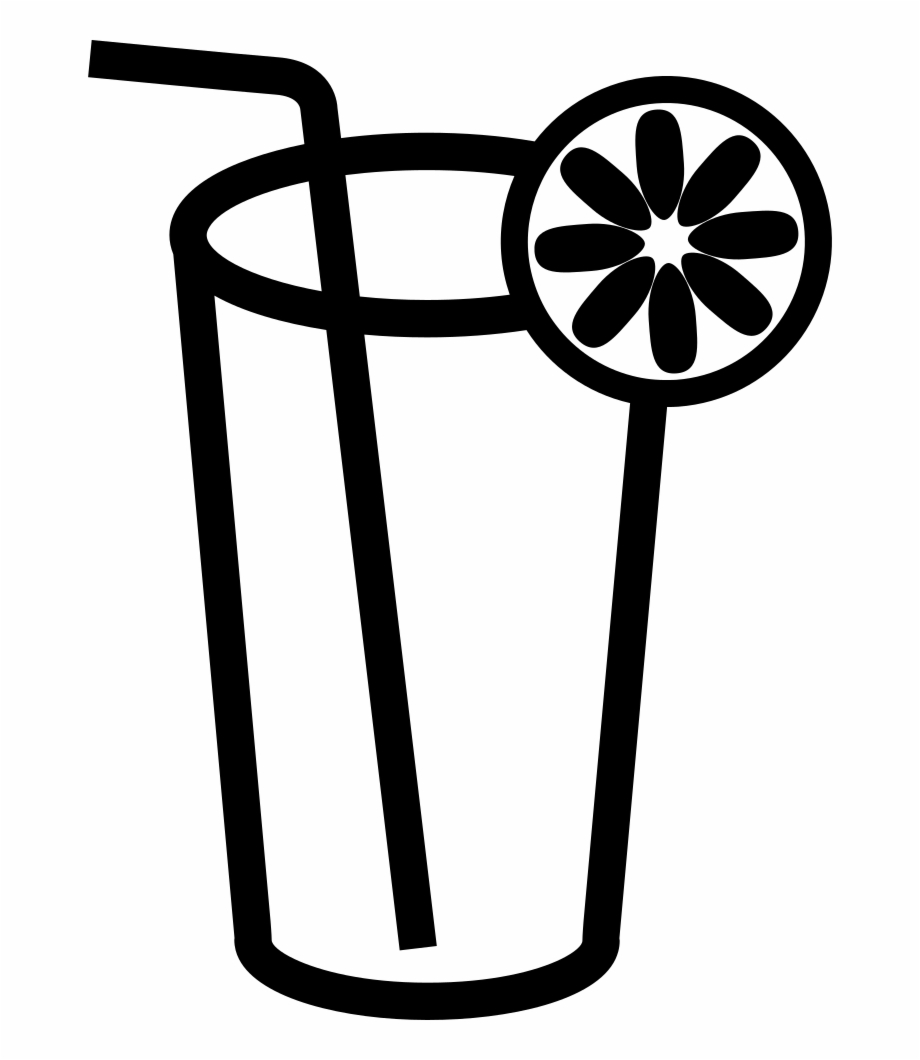 Drink Glass Outline With Lemon Slice And Straw