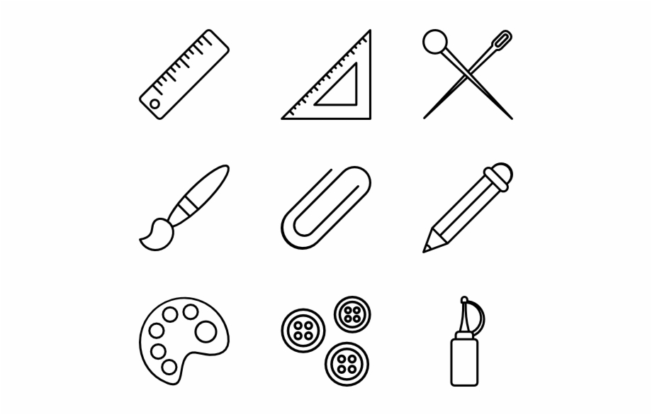 craft supplies clipart black and white