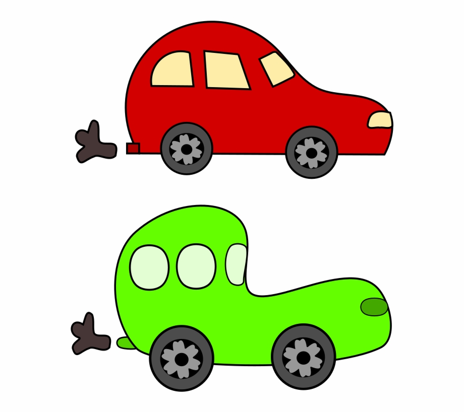 Clip Free Green And Red Cars Medium Image