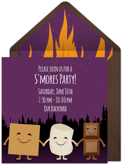 Smores Bonfire Online Invitation S Mores Party Invite