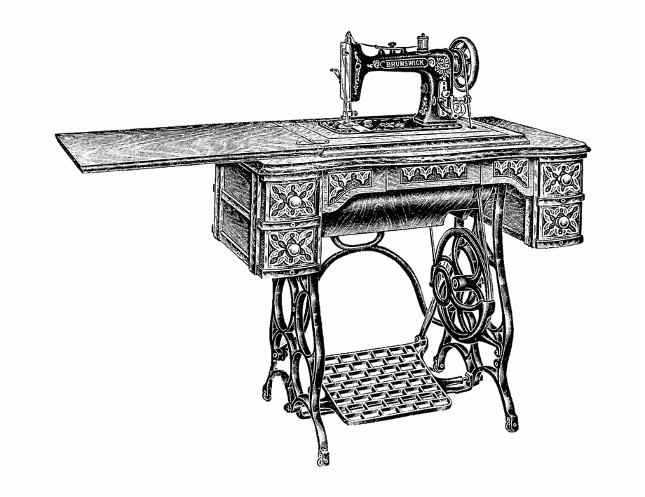 Objects Old Sewing Machine Clipart Black And White