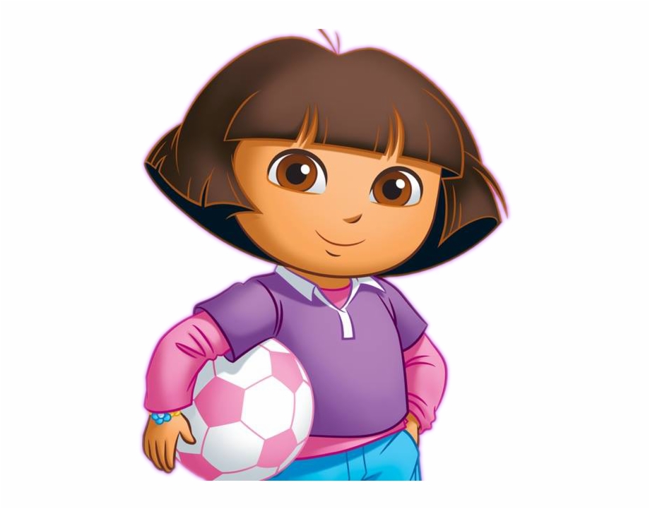 Dora Holding Soccer Ball Cartoon