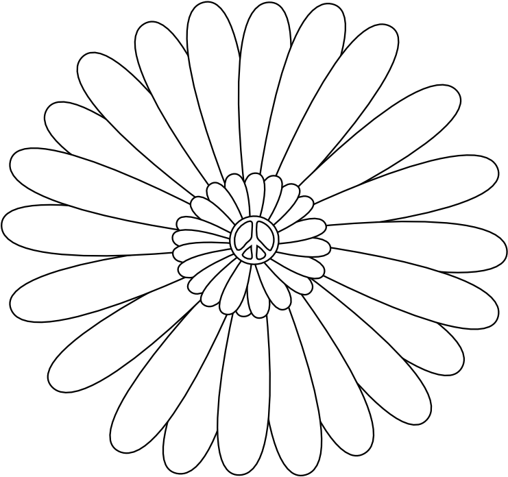 Peace Symbol Peace Sign Flower 55 Black White