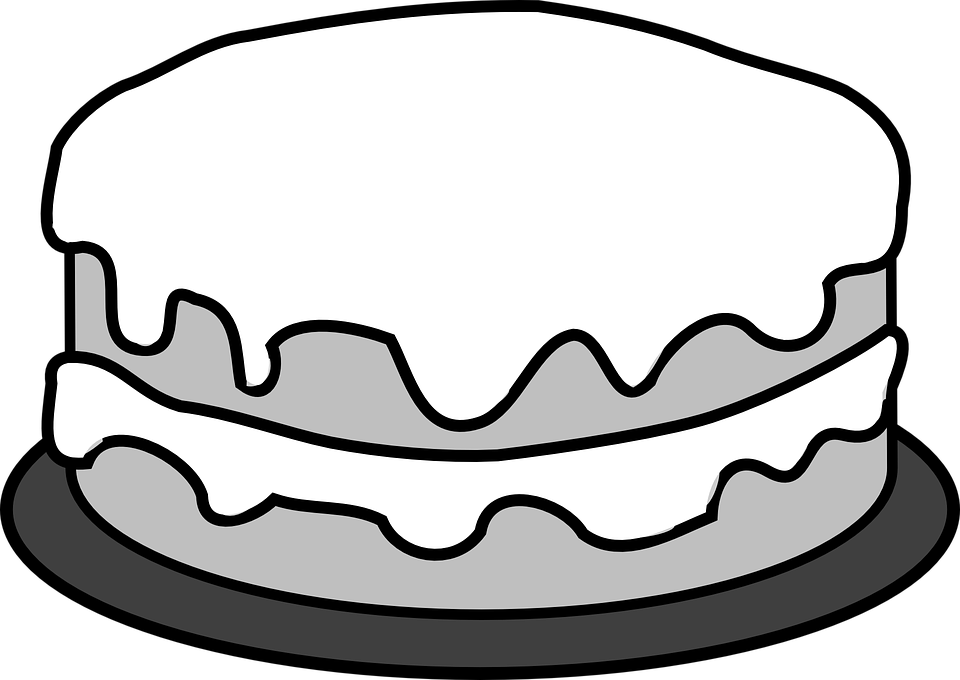 clipart black and white a cake
